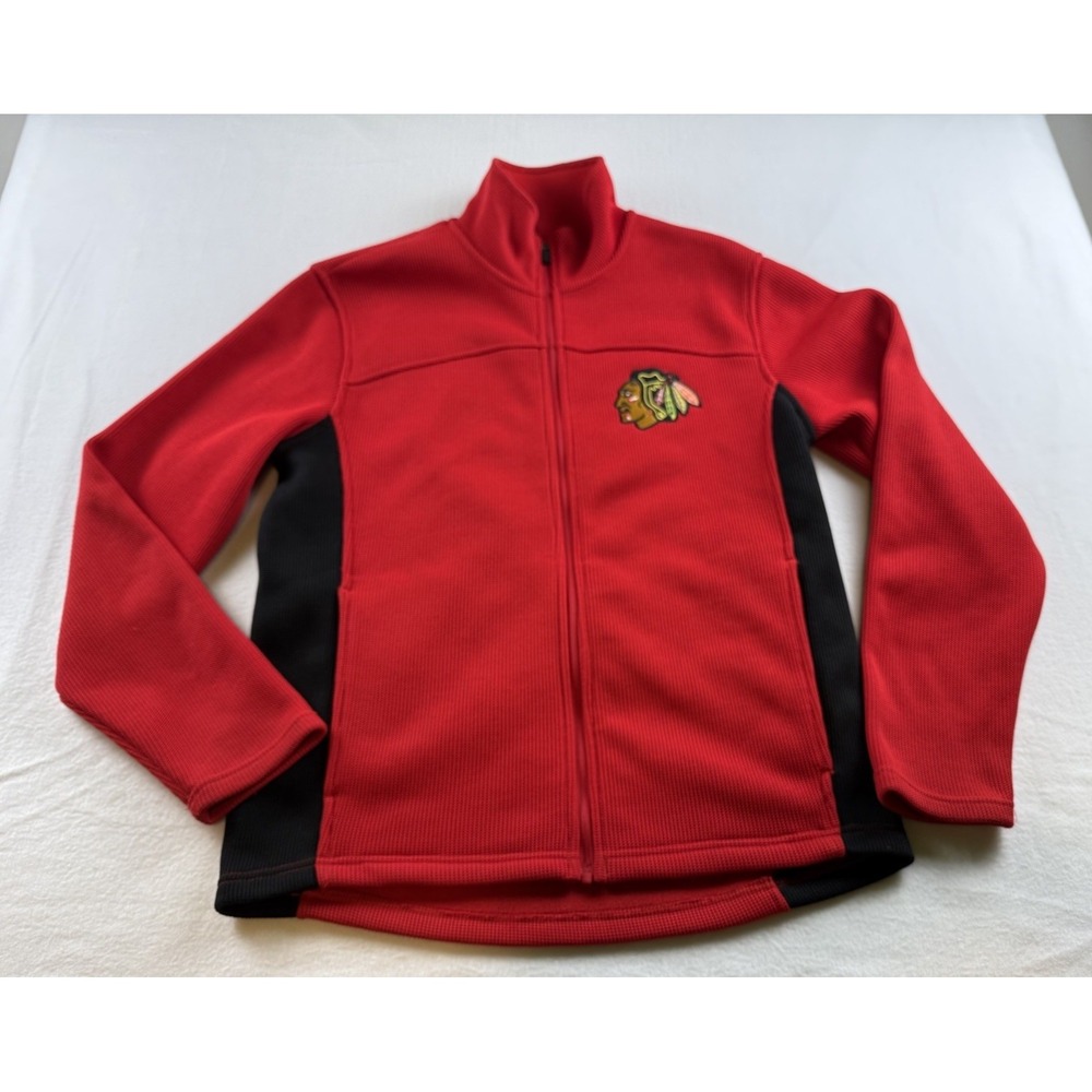 Chicago Blackhawks Jacket Mens M NHL Hockey Full Zip Fleece Lined Pockets Red